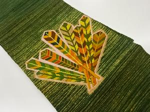 上代紬金彩矢羽根に縞模様名古屋帯